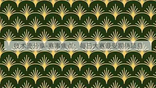 技术流分享-赛事焦点:每日大赛最受期待项目